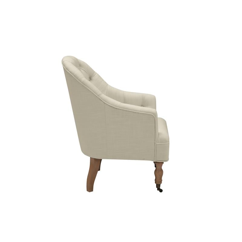 Jamiyah  Accent  Chair  Light  Beige  Linen  Upholstered  Curved  Back
