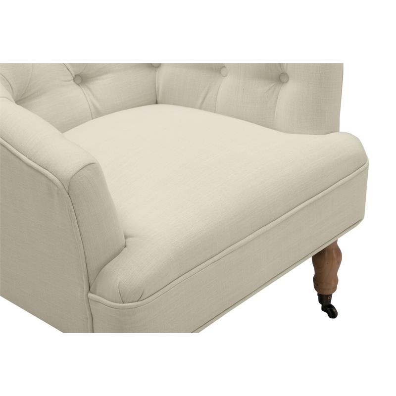 Jamiyah  Accent  Chair  Light  Beige  Linen  Upholstered  Curved  Back