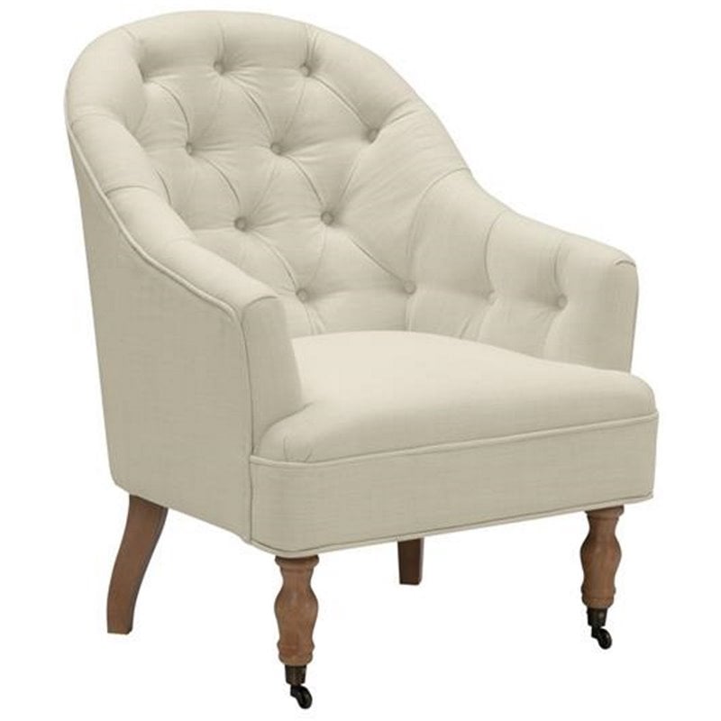 Jamiyah  Accent  Chair  Light  Beige  Linen  Upholstered  Curved  Back