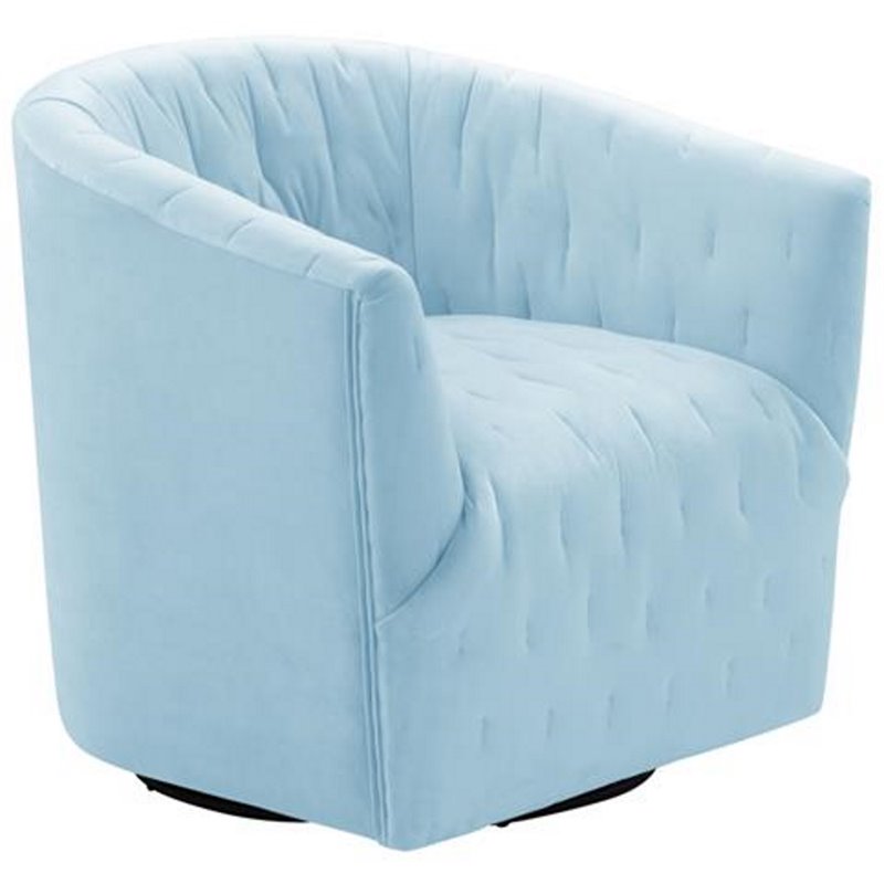 Grecia  Accent  Chair  Light  Blue  Velvet  Upholstered  Tufted