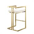 Kamiya  Bar  Stool  Cream White/Gold Velvet  Geometric  Frame  Upholstered