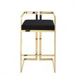 Kamiya Bar Stool Black/Gold Velvet  Geometric Frame Upholstered
