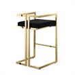 Kamiya Bar Stool Black/Gold Velvet  Geometric Frame Upholstered