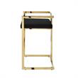Kamiya Bar Stool Black/Gold Velvet  Geometric Frame Upholstered