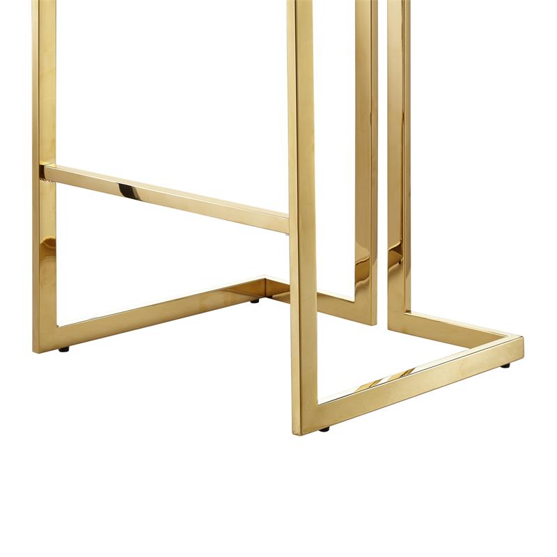Kamiya Bar Stool Black/Gold Velvet  Geometric Frame Upholstered