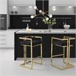 Kamiya Bar Stool Black/Gold Velvet  Geometric Frame Upholstered