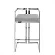 Kamiya Bar Stool Gray/Chrome Velvet  Geometric Frame Upholstered
