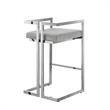 Kamiya Bar Stool Gray/Chrome Velvet  Geometric Frame Upholstered