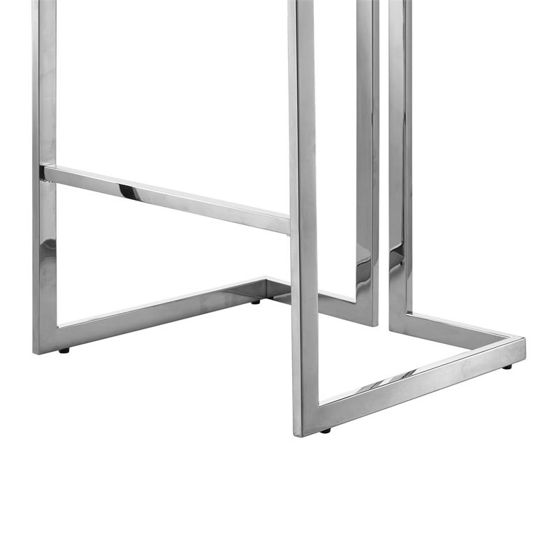 Kamiya Bar Stool Gray/Chrome Velvet  Geometric Frame Upholstered