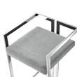 Kamiya Bar Stool Gray/Chrome Velvet  Geometric Frame Upholstered