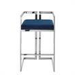 Kamiya Bar Stool Navy/Chrome Velvet  Geometric Frame Upholstered