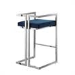 Kamiya Bar Stool Navy/Chrome Velvet  Geometric Frame Upholstered