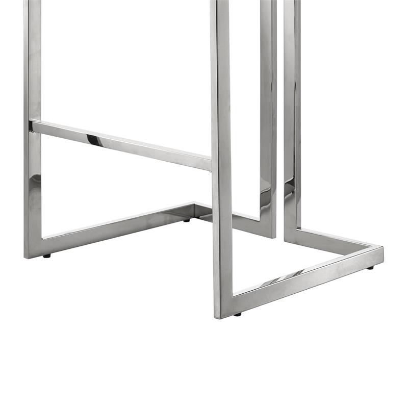 Kamiya Bar Stool Navy/Chrome Velvet  Geometric Frame Upholstered