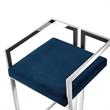 Kamiya Bar Stool Navy/Chrome Velvet  Geometric Frame Upholstered