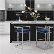 Kamiya Bar Stool Navy/Chrome Velvet  Geometric Frame Upholstered