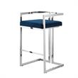 Kamiya Bar Stool Navy/Chrome Velvet  Geometric Frame Upholstered