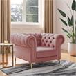 Arlette Club Chair Rust Velvet  Button Tufted Gold Nailhead Trim Sinuous Springs