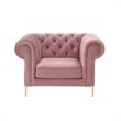 Arlette Club Chair Rust Velvet  Button Tufted Gold Nailhead Trim Sinuous Springs