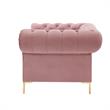 Arlette Club Chair Rust Velvet  Button Tufted Gold Nailhead Trim Sinuous Springs
