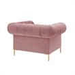 Arlette Club Chair Rust Velvet  Button Tufted Gold Nailhead Trim Sinuous Springs