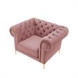 Arlette Club Chair Rust Velvet  Button Tufted Gold Nailhead Trim Sinuous Springs