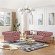 Arlette Sofa Rust Velvet  Button Tufted Gold Nailhead Trim Sinuous Springs