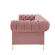 Arlette Sofa Rust Velvet  Button Tufted Gold Nailhead Trim Sinuous Springs