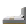 Creed Bed Grey Velvet Queen Upholstered Powder Coated Gold Frame and Base