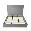 Creed Bed Grey Velvet Queen Upholstered Powder Coated Gold Frame and Base