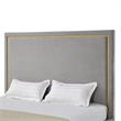 Creed Bed Grey Velvet Queen Upholstered Powder Coated Gold Frame and Base