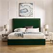 Creed Bed Hunter Green Velvet Queen Upholstered Powder Coated Gold Frame Base