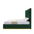 Creed Bed Hunter Green Velvet Queen Upholstered Powder Coated Gold Frame Base