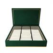 Creed Bed Hunter Green Velvet Queen Upholstered Powder Coated Gold Frame Base