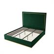 Creed Bed Hunter Green Velvet Queen Upholstered Powder Coated Gold Frame Base