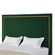 Creed Bed Hunter Green Velvet Queen Upholstered Powder Coated Gold Frame Base