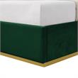 Creed Bed Hunter Green Velvet Queen Upholstered Powder Coated Gold Frame Base