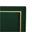 Creed Bed Hunter Green Velvet Queen Upholstered Powder Coated Gold Frame Base