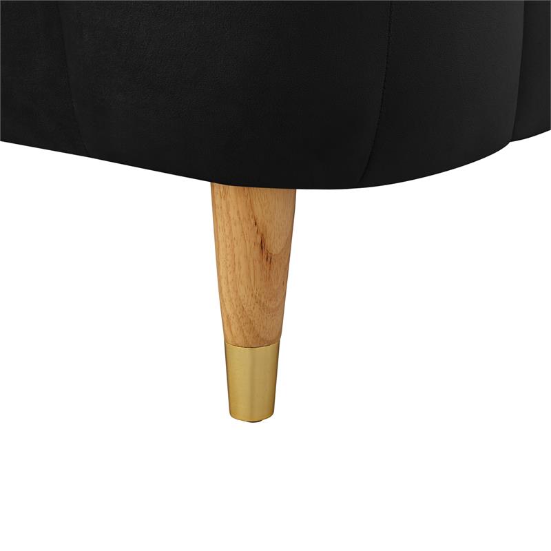 Aubreigh Bed Black Velvet Queen Upholstered Channel Tufted