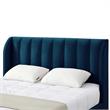 Aubreigh Bed Navy Velvet King Upholstered Channel Tufted