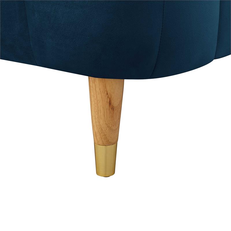 Aubreigh Bed Navy Velvet Queen Upholstered Channel Tufted