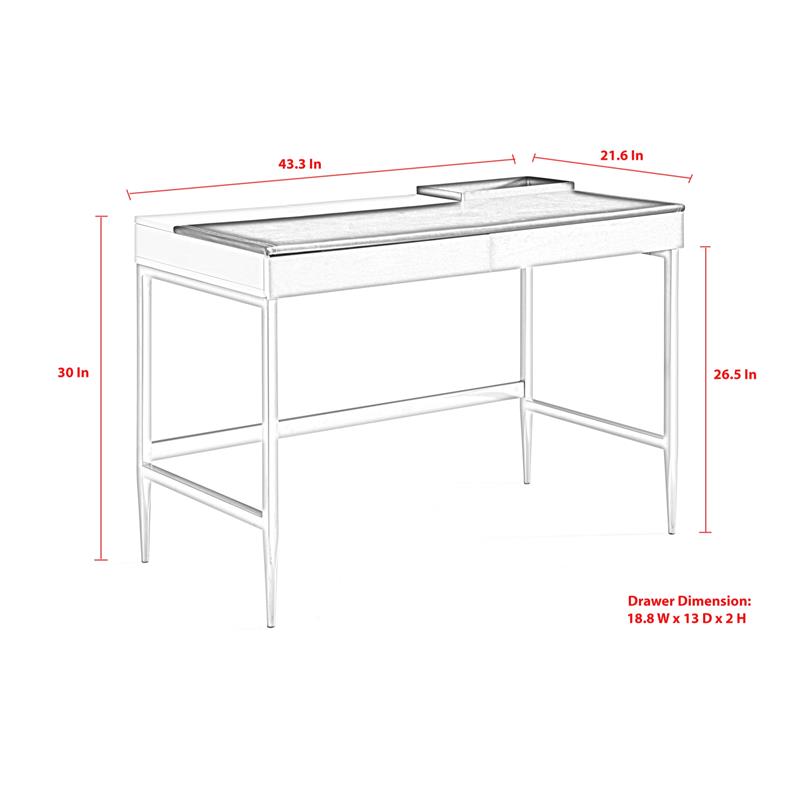 Floyd Eucalyptus Wooden Desk Black/Grey 43.3L x 21.6W x 30H 2 Storage Drawers