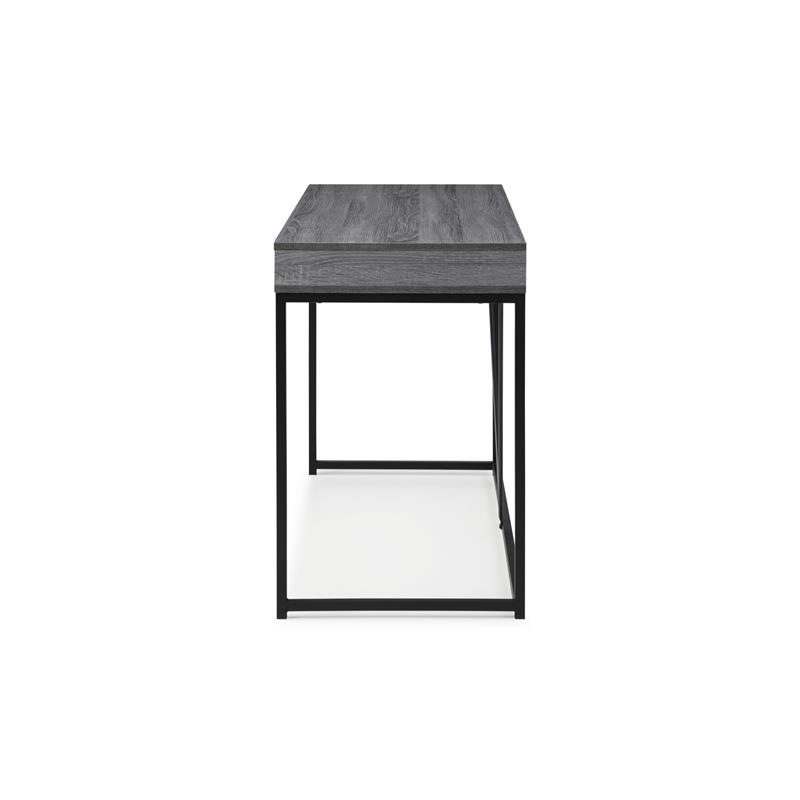Emelyn Wooden Desk Grey/Black 47.2L x 19.7W x 30H 2 Storage Leather Drawer