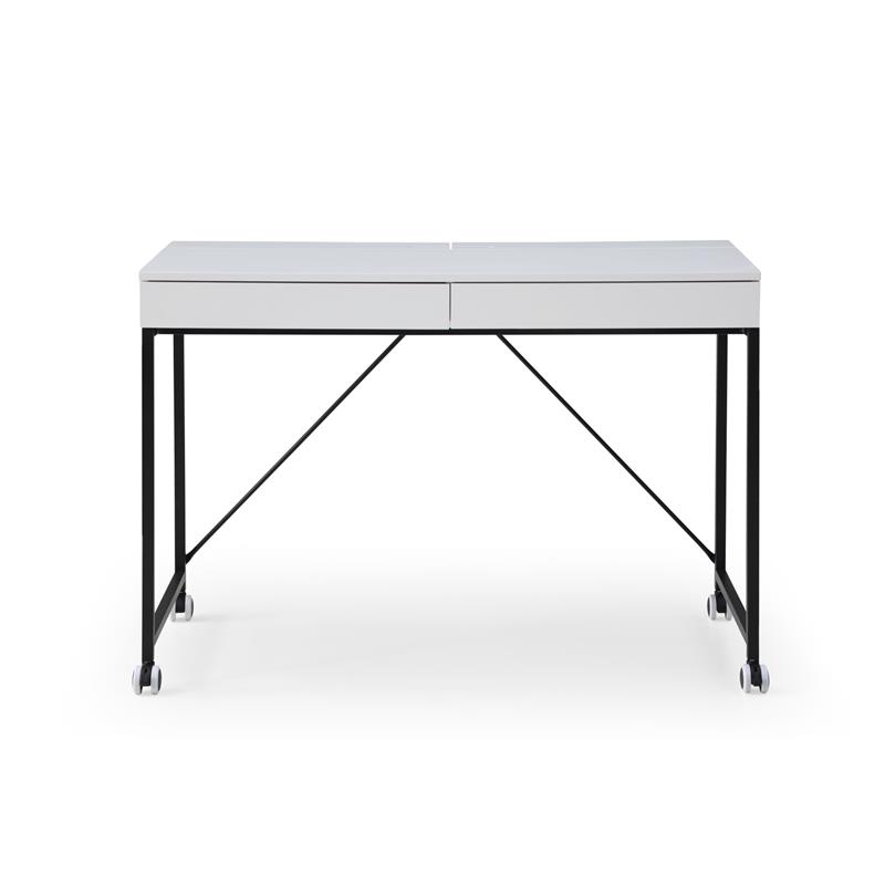 Marcelino Wooden Desk White/Black 43.3L x 21.6W x 30H 2 Storage Drawers