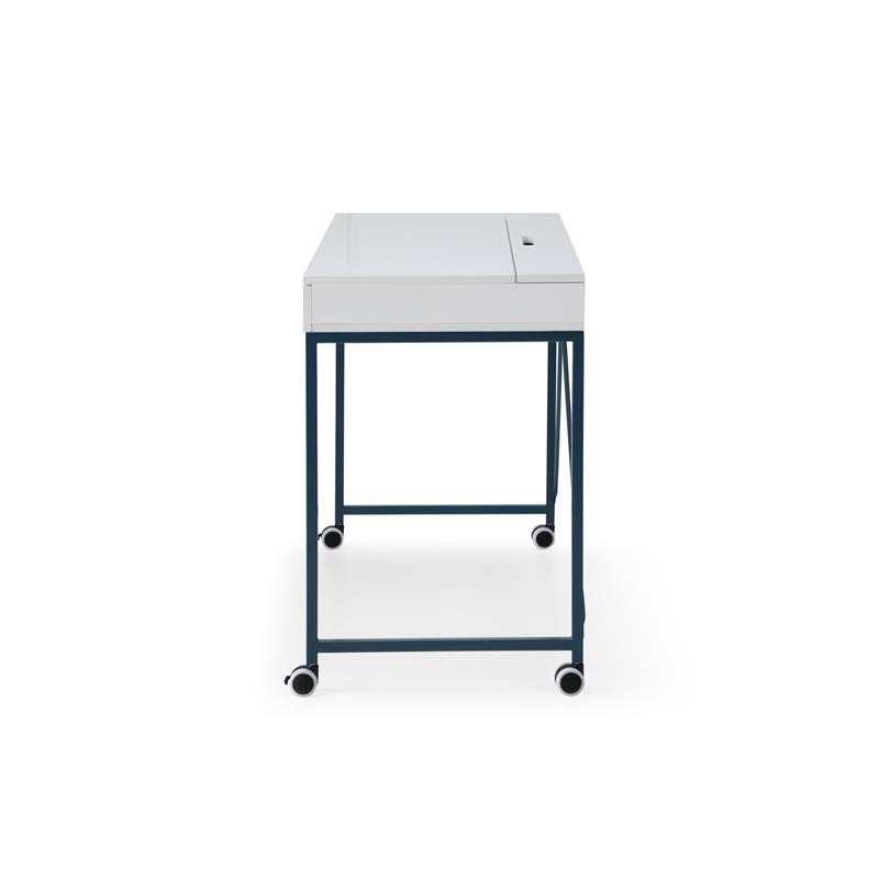 Marcelino Wooden Desk White/Navy 43.3L x 21.6W x 30H 2 Storage Drawers