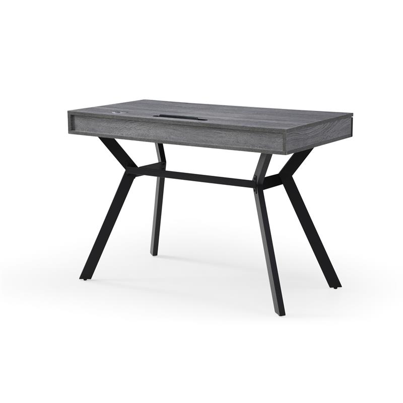 Aleeah Wooden Desk Grey/Black 43.3L x 21.6W x 30H 3 Storage Drawers