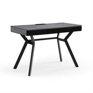 Aleeah Wooden Desk Grey/Black 43.3L x 21.6W x 30H 3 Storage Drawers