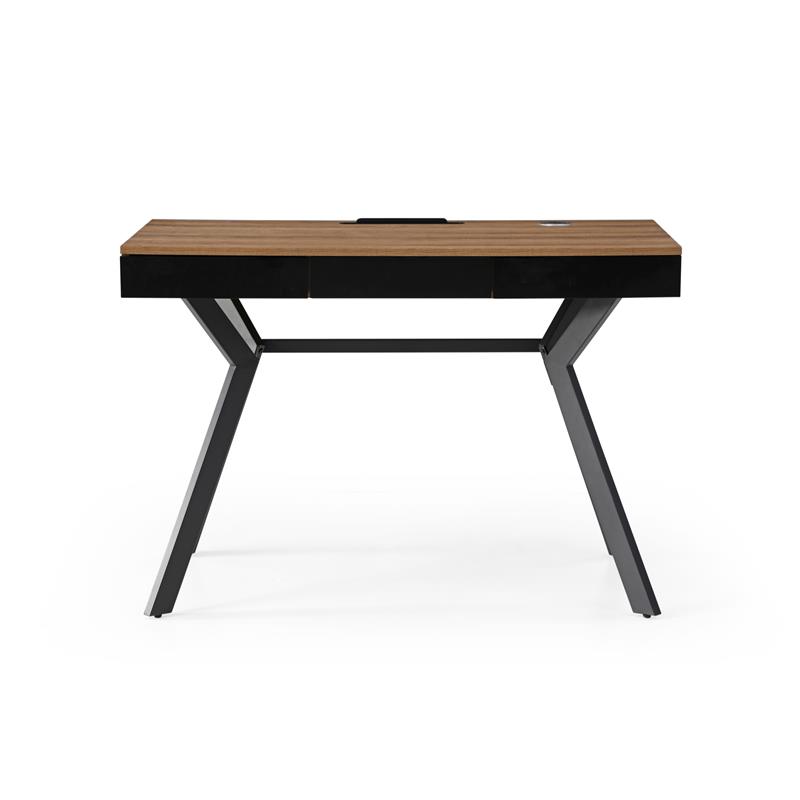 Aleeah Wooden Desk Walnut/Black 43.3L x 21.6W x 30H 3 Storage Drawers