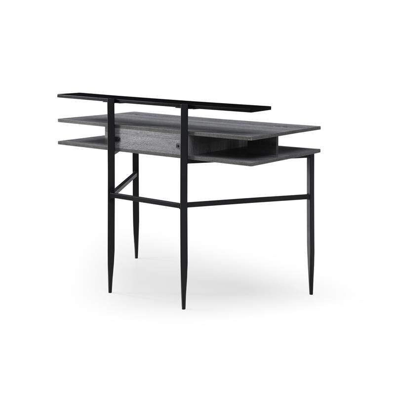 Layna Wooden Desk Gray/Black  43.3L x 22.8W x 34.8H 1 Storage Drawer Side