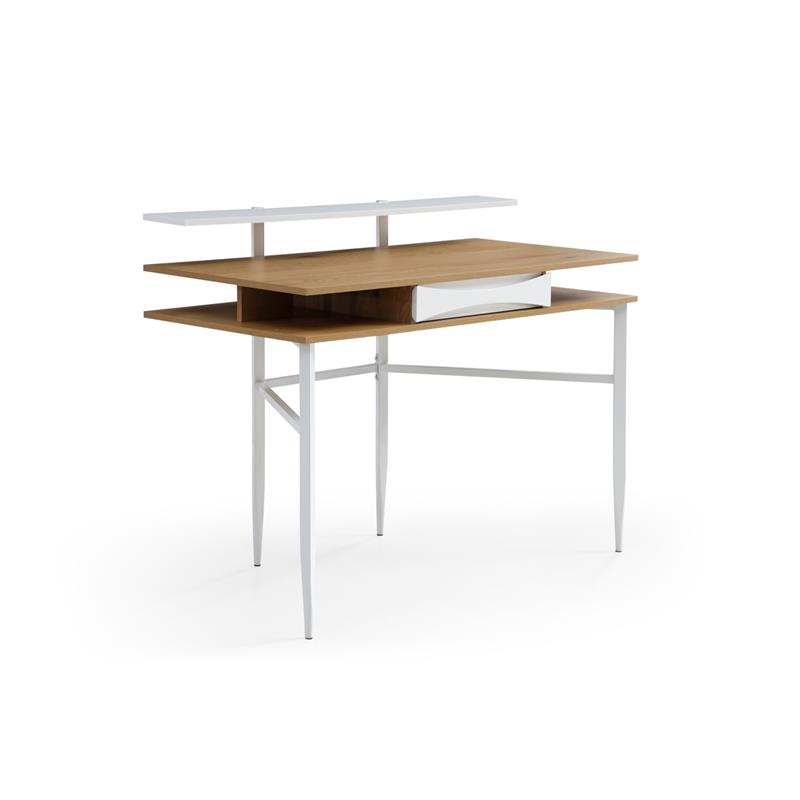 Layna Wooden Desk Natural/White 43.3L x 22.8W x 34.8H 1 Storage Drawer Side