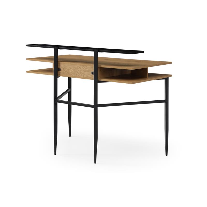 Layna Wooden Desk Natural/Black 43.3L x 22.8W x 34.8H 1 Storage Drawer Side
